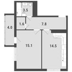 Планировка 1-комнатной квартиры, 43,7 м2