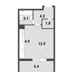 Планировка квартиры студии, 28,6 м2