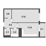 Планировка 1-комнатной квартиры, 43,4 м2