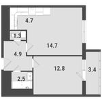 Планировка 1-комнатной квартиры, 41,9 м2