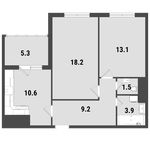 Планировка 2-комнатной квартиры, 59,2 м2