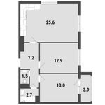 Планировка 2-комнатной квартиры, 64,1 м2