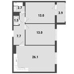 Планировка 2-комнатной квартиры, 65,2 м2