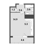 Планировка квартиры студии, 29,9 м2