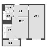 Планировка 1-комнатной квартиры, 49,7 м2