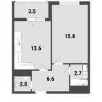 Планировка 1-комнатной квартиры, 42,5 м2