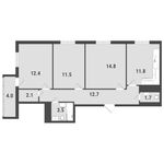 Планировка 3-комнатной квартиры, 71,7 м2