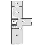 Планировка 1-комнатной квартиры, 49,7 м2