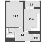 Планировка 1-комнатной квартиры, 41,9 м2
