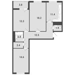 Планировка 3-комнатной квартиры, 79,4 м2