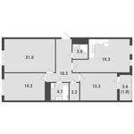 Планировка 3-комнатной квартиры, 88,5 м2