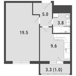 Планировка 1-комнатной квартиры, 37,6 м2