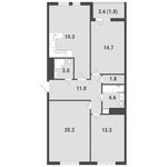Планировка 3-комнатной квартиры, 89 м2