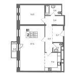 Планировка 2-комнатной квартиры, 89,3 м2