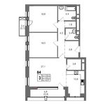 Планировка 3-комнатной квартиры, 106,3 м2