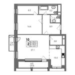 Планировка 2-комнатной квартиры, 84,5 м2
