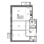 Планировка 3-комнатной квартиры, 79,8 м2