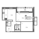 Планировка 3-комнатной квартиры, 75,7 м2