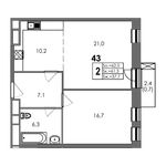 Планировка 2-комнатной квартиры, 62 м2