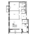 Планировка 3-комнатной квартиры, 105,7 м2