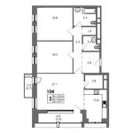Планировка 3-комнатной квартиры, 105,7 м2