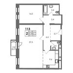 Планировка 2-комнатной квартиры, 88,1 м2