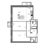 Планировка 3-комнатной квартиры, 81 м2