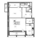 Планировка 2-комнатной квартиры, 85,9 м2