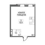 Планировка 1-комнатной квартиры, 102,2 м2