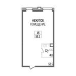 Планировка 1-комнатной квартиры, 58,2 м2