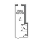 Планировка 1-комнатной квартиры, 33,7 м2