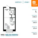 Планировка квартиры студии, 21,08 м2