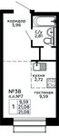 Планировка квартиры студии, 21,08 м2