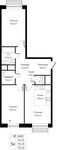 Планировка 3-комнатной квартиры, 70,13 м2