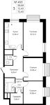 Планировка 3-комнатной квартиры, 72,43 м2