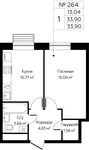 Планировка 1-комнатной квартиры, 33,9 м2
