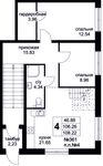 Планировка 4-комнатной квартиры, 108,22 м2