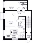 Планировка 4-комнатной квартиры, 118,2 м2
