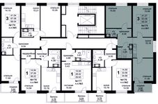 Планировка 3-комнатной квартиры, 65,04 м2