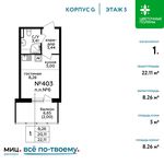 Планировка квартиры студии, 22,11 м2