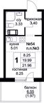 Планировка квартиры студии, 22 м2