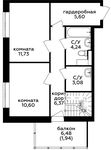 Планировка 5-комнатной квартиры, 120 м2