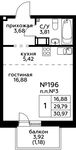 Планировка квартиры студии, 30,9 м2