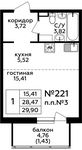 Планировка квартиры студии, 29,9 м2