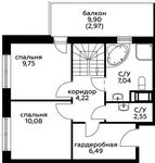 Планировка 3-комнатной квартиры, 89,8 м2