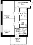 Планировка 4-комнатной квартиры, 100,2 м2
