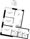 Планировка 3-комнатной квартиры, 68,53 м2