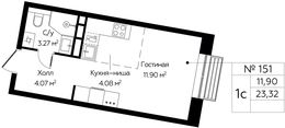Планировка квартиры студии, 23,32 м2