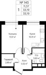 Планировка 1-комнатной квартиры, 33,19 м2