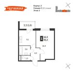 Планировка 1-комнатной квартиры, 36,2 м2
